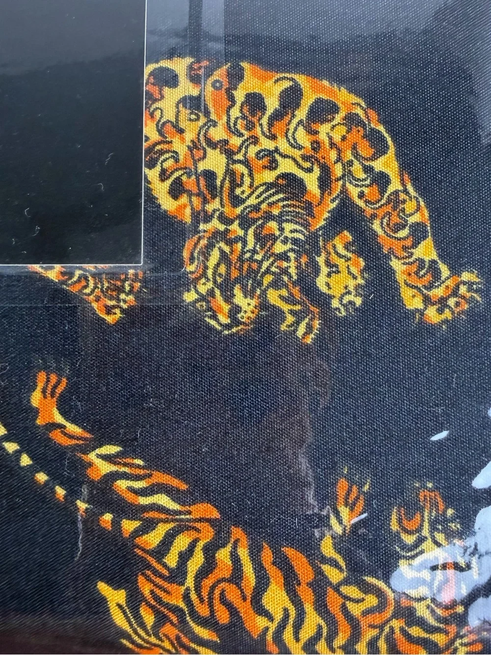 Ed Hardy Black Sheet Set with Gold and Orange Tiger Motif